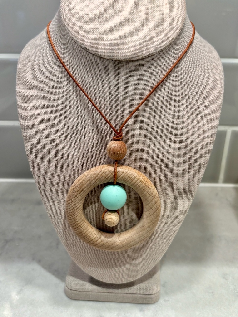 Latched Mama Katherine wooden teething necklace